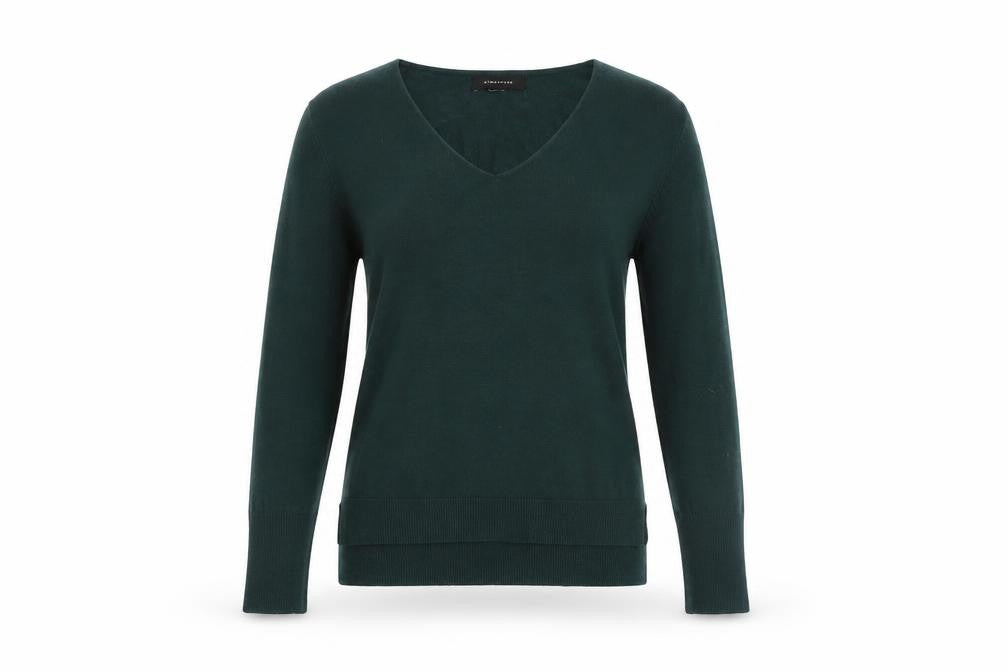 Atmosphere Women's Green V-Neck Long Sleeve Knit Jumper Size 6