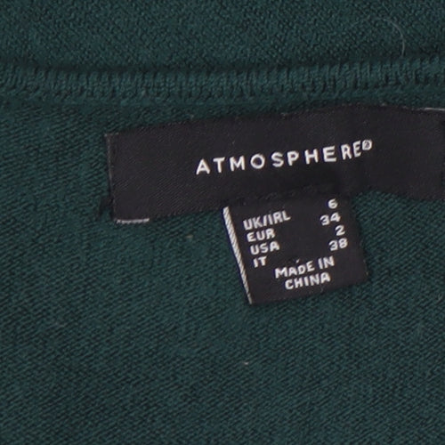 Atmosphere Women's Green V-Neck Long Sleeve Knit Jumper Size 6