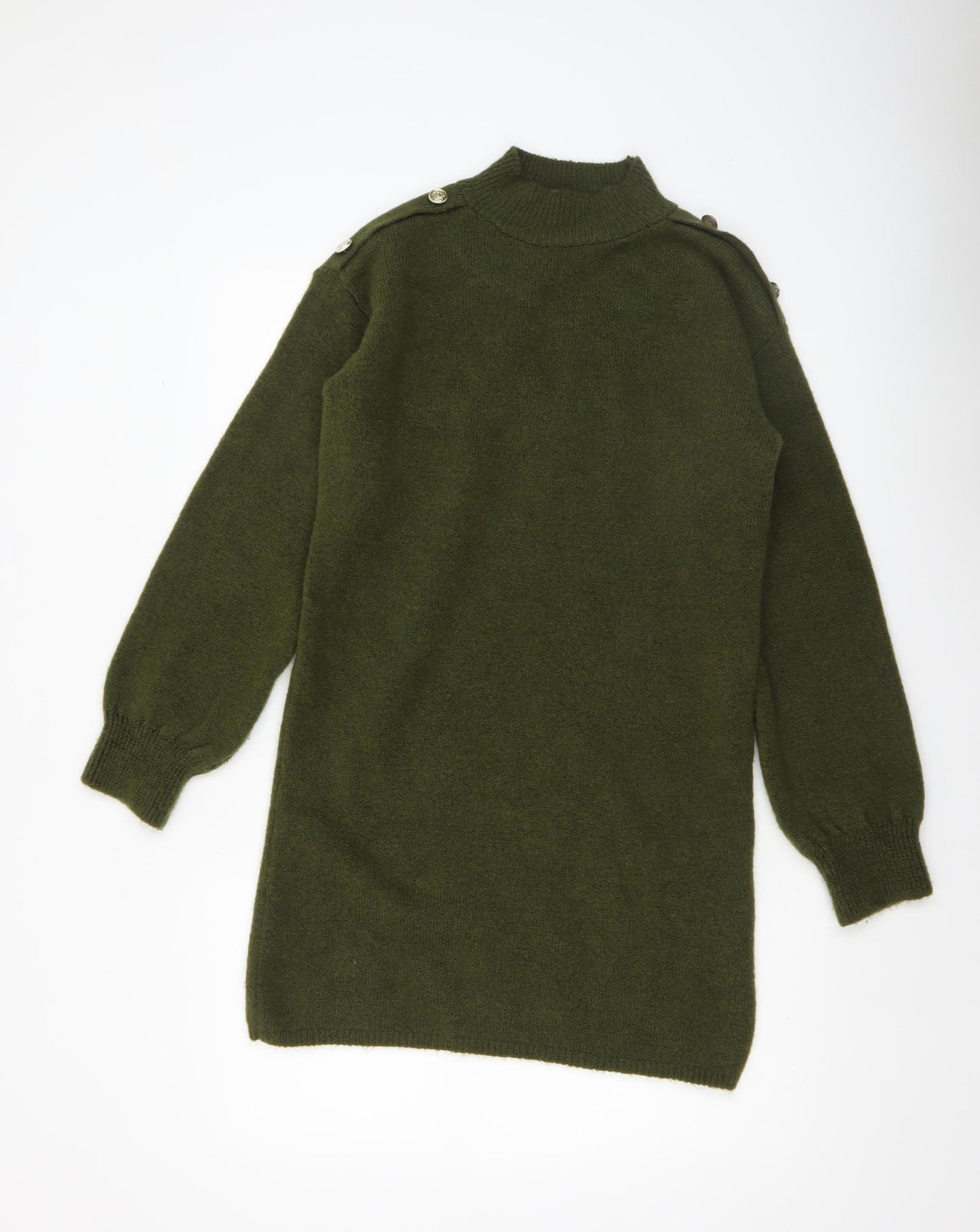 Papaya Women’s Green Mock Neck Long Sleeve Tunic Jumper Size S
