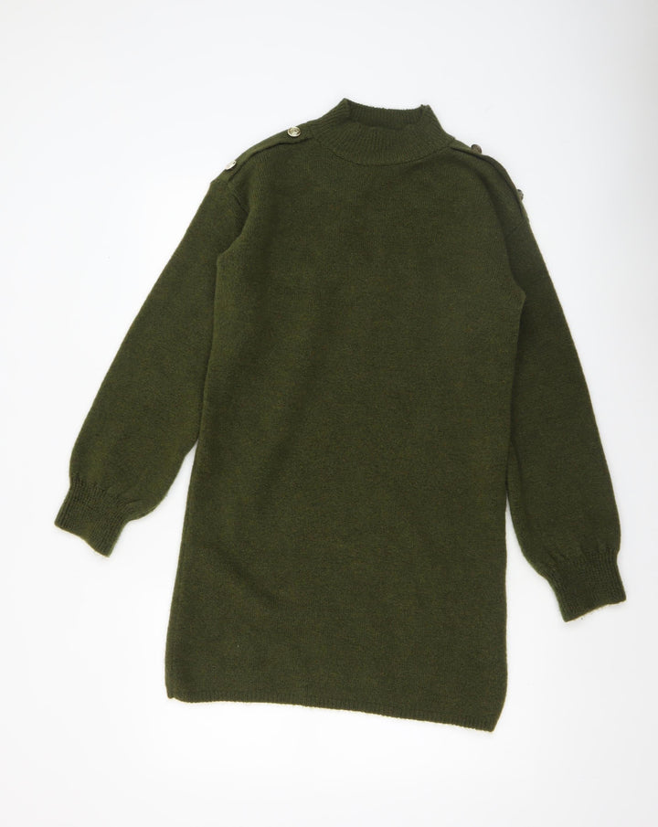 Papaya Women’s Green Mock Neck Long Sleeve Tunic Jumper Size S