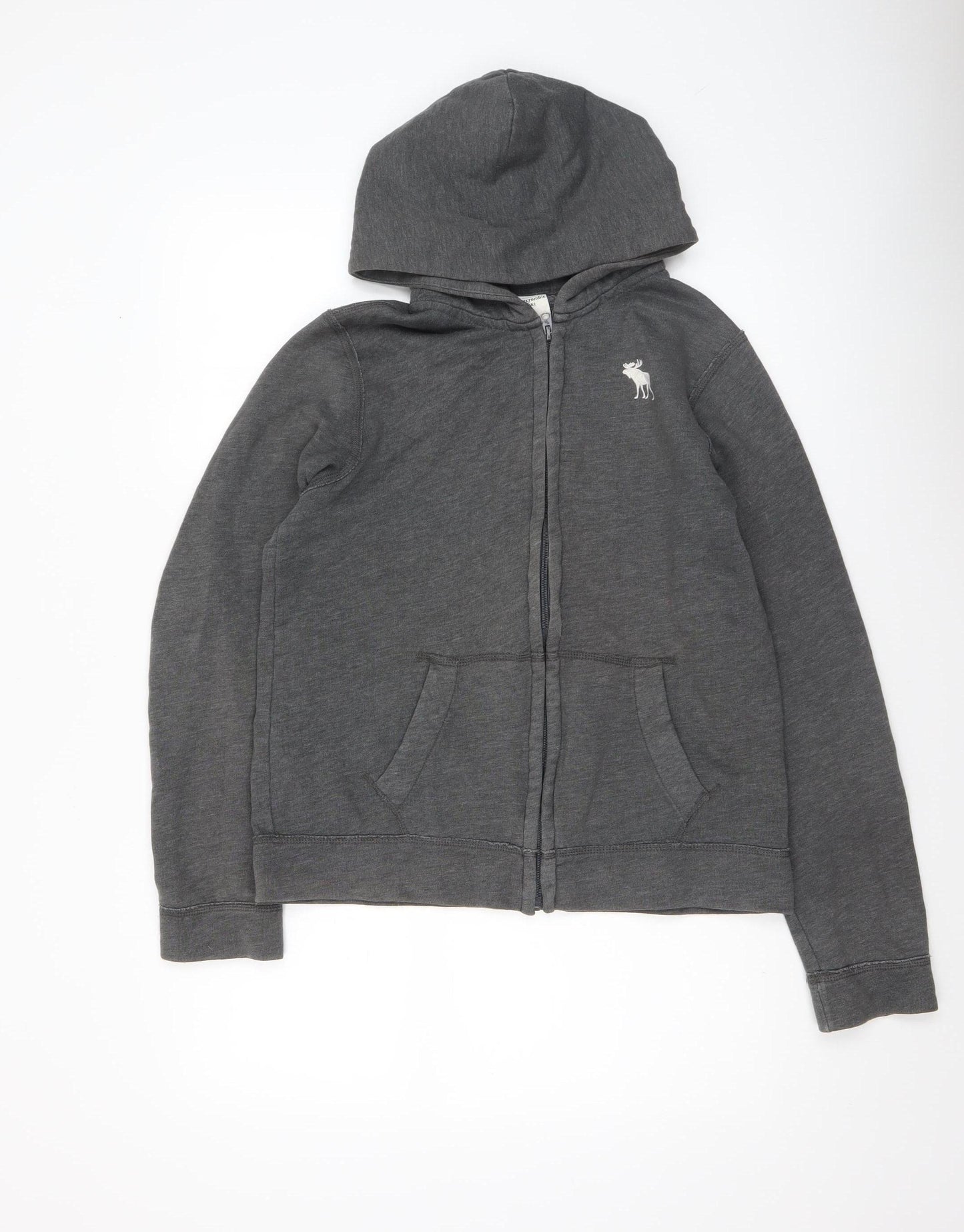 Abercrombie Kids Boys Grey Full Zip Hoodie XL Cotton Blend