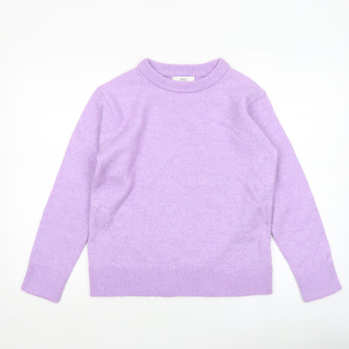 Marks and Spencer Womens Purple Crew Neck Wool Blend Jumper XS