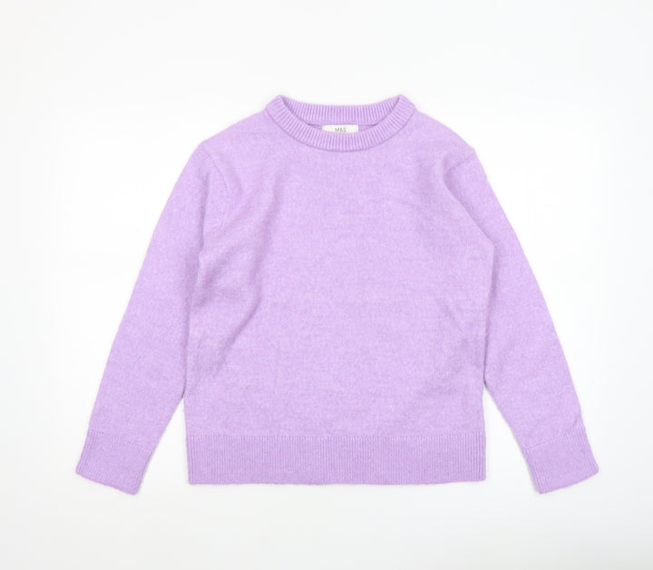 Marks and Spencer Womens Purple Crew Neck Wool Blend Jumper XS