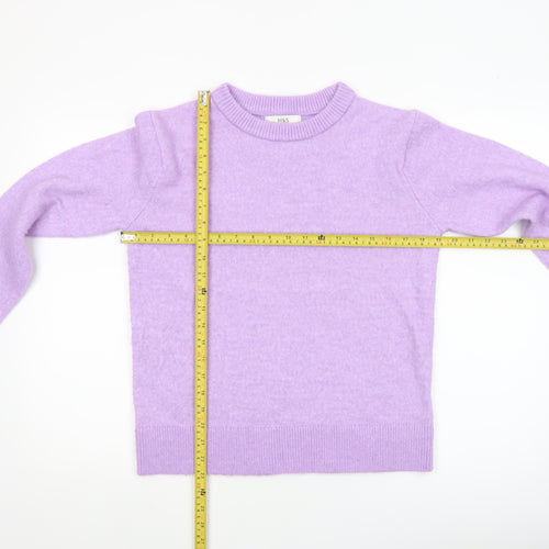 Marks and Spencer Womens Purple Crew Neck Wool Blend Jumper XS