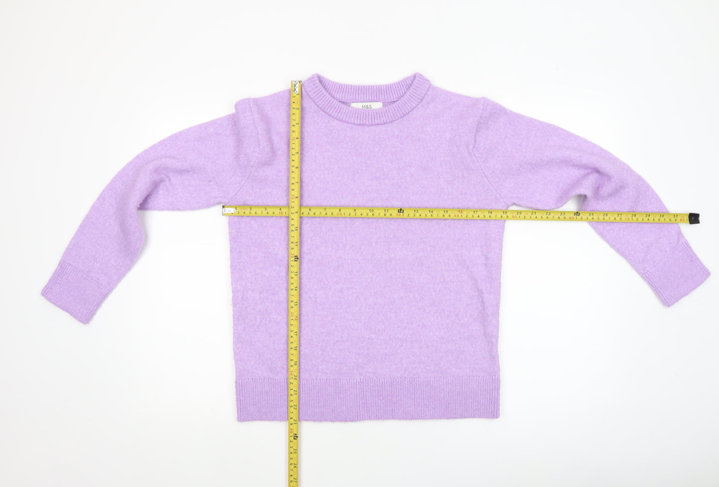 Marks and Spencer Womens Purple Crew Neck Wool Blend Jumper XS