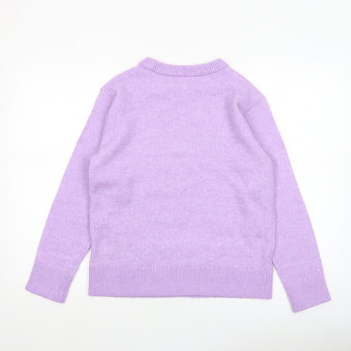 Marks and Spencer Womens Purple Crew Neck Wool Blend Jumper XS