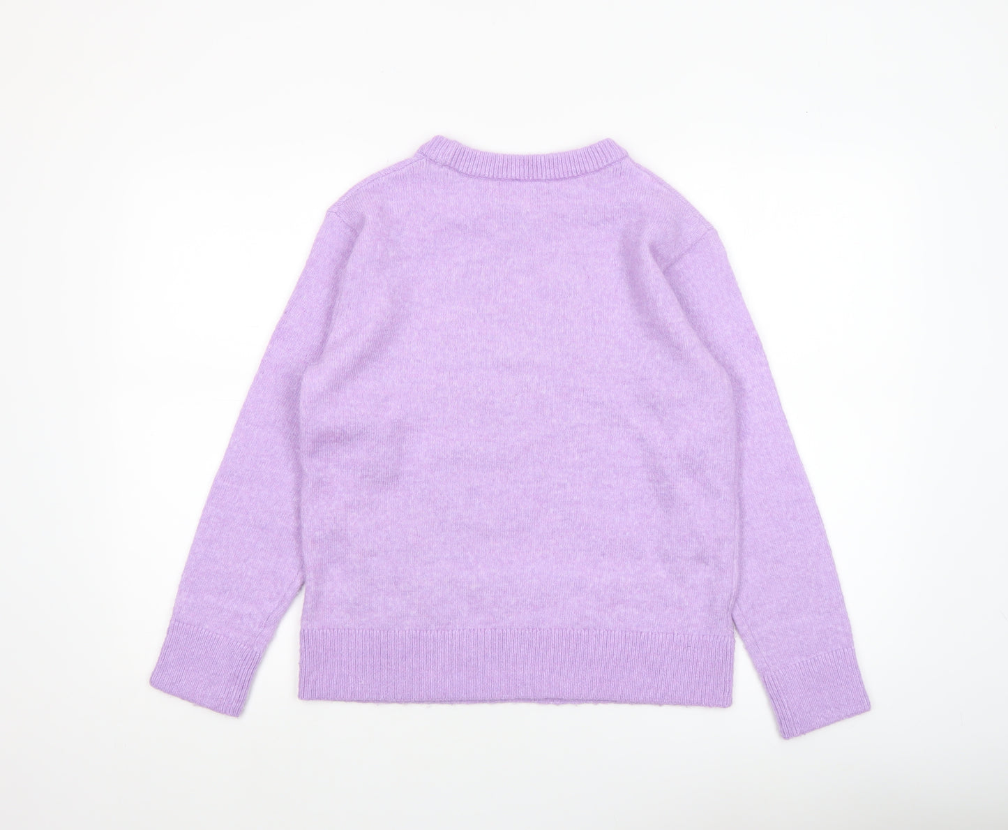 Marks and Spencer Womens Purple Crew Neck Wool Blend Jumper XS