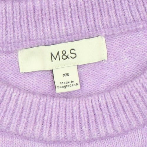 Marks and Spencer Womens Purple Crew Neck Wool Blend Jumper XS
