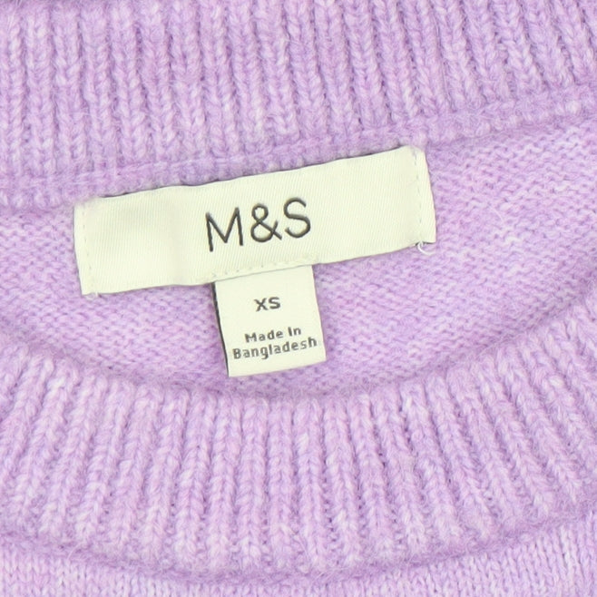 Marks and Spencer Womens Purple Crew Neck Wool Blend Jumper XS