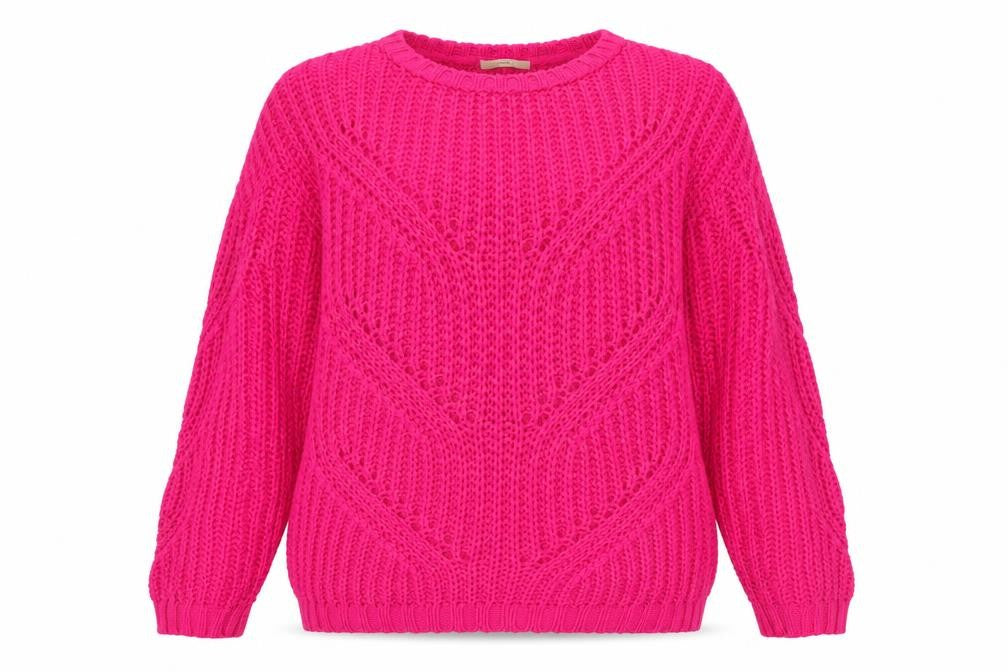 Front view of George Women’s Pink Chunky Knit jumper, size L, 16-18