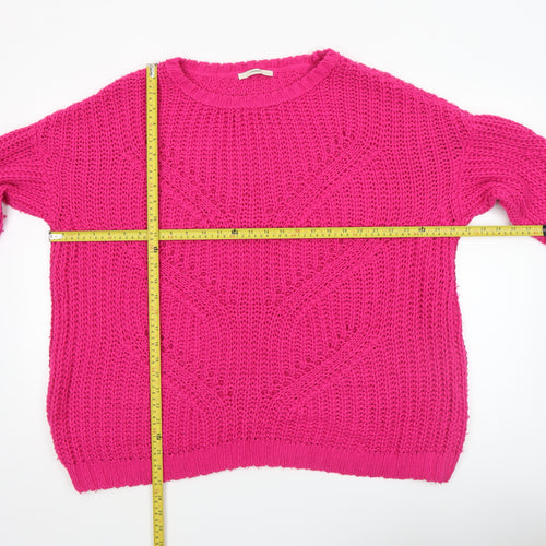 George Women’s Pink Chunky Knit Pullover Jumper Size L 16-18