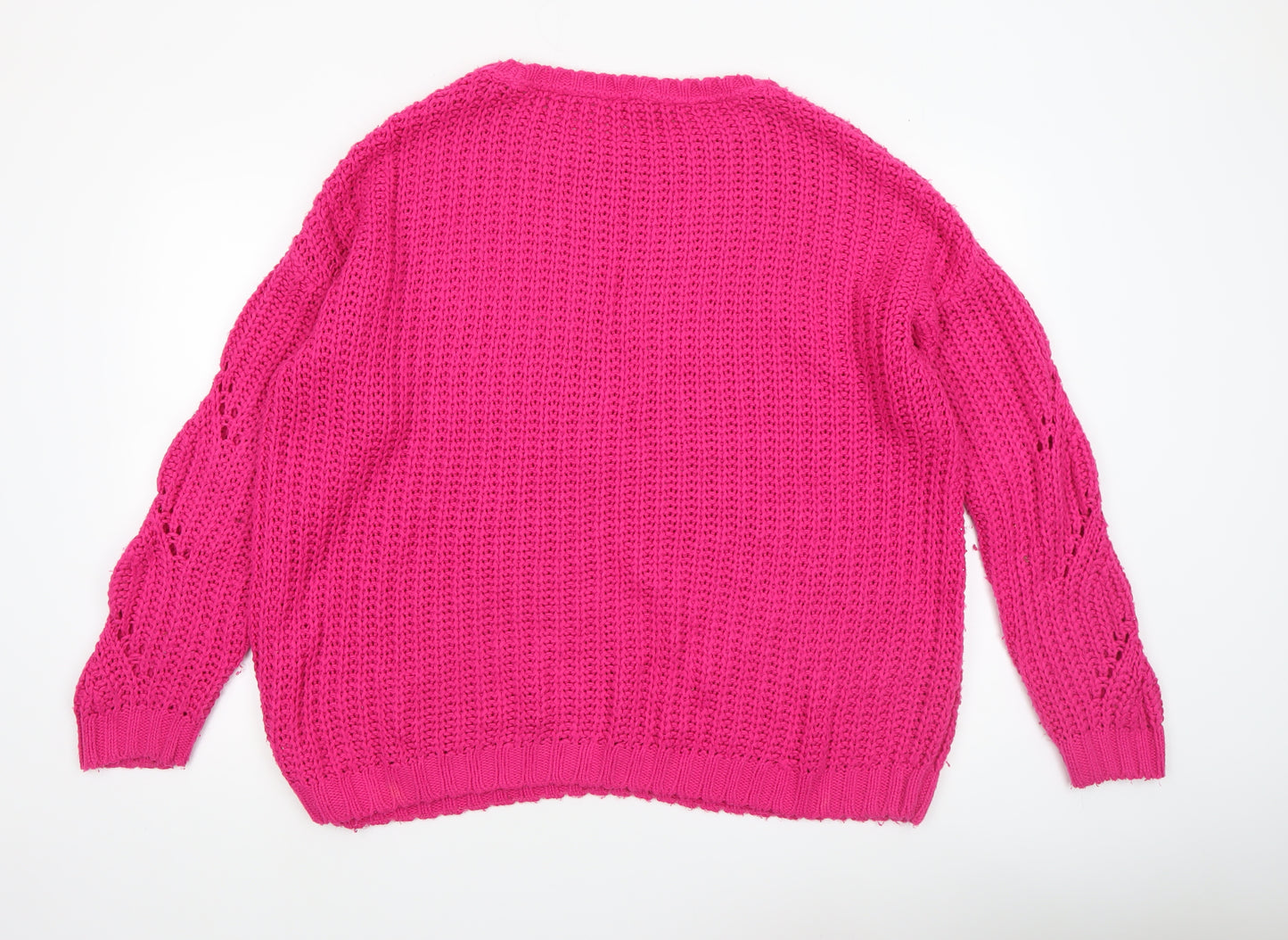 George Women’s Pink Chunky Knit Pullover Jumper Size L 16-18