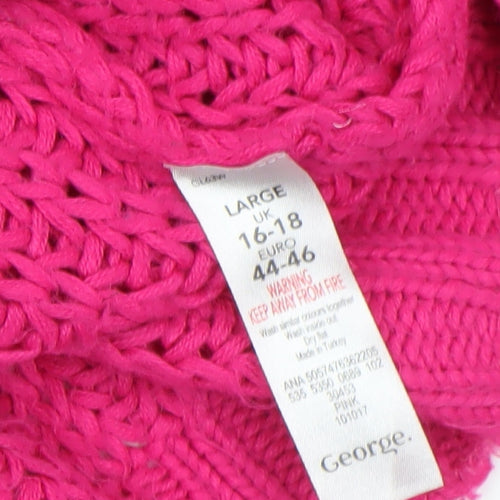 George Women’s Pink Chunky Knit Pullover Jumper Size L 16-18
