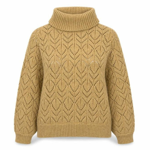 Dorothy Perkins Women’s Beige Roll Neck Open Knit Jumper Size 14