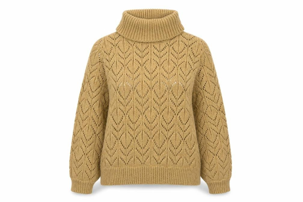 Dorothy Perkins Women’s Beige Roll Neck Open Knit Jumper Size 14