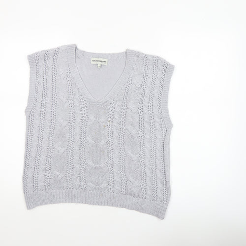 Collezione Gaia Women's Grey Cable-Knit Sleeveless Vest M