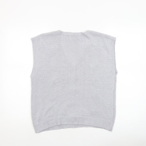 Collezione Gaia Women's Grey Cable-Knit Sleeveless Vest M