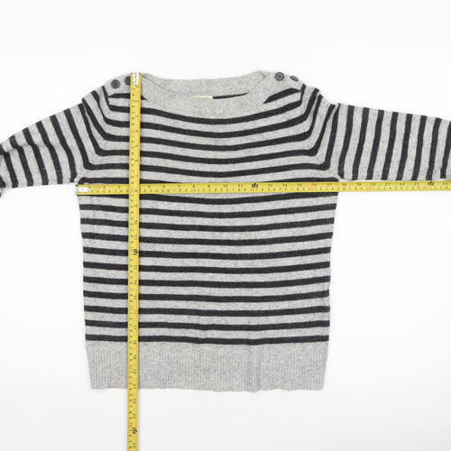 H&M Women’s Grey Striped Wool Angora Pullover Jumper Size 8