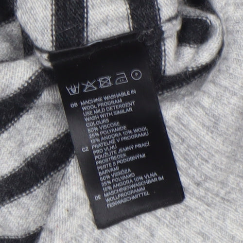 H&M Women’s Grey Striped Wool Angora Pullover Jumper Size 8