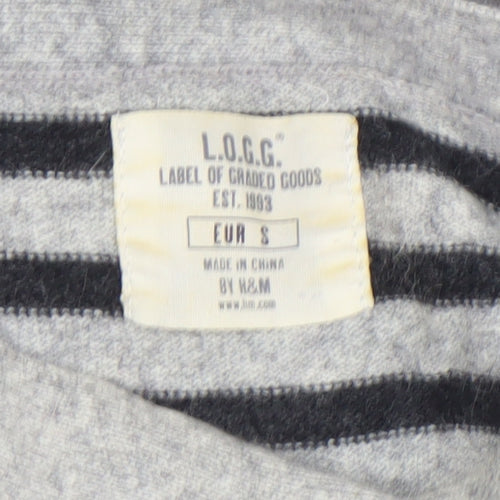 H&M Women’s Grey Striped Wool Angora Pullover Jumper Size 8