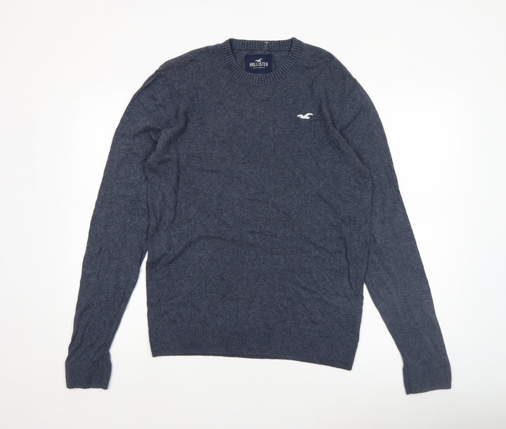Hollister Men's Blue Crew Neck Knit Pullover Jumper Size L