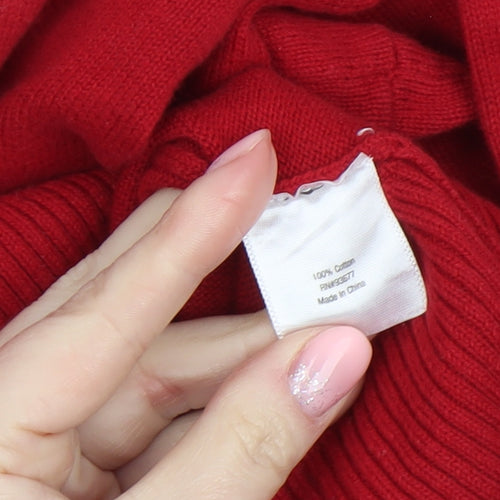 St. John's Bay Women's Red Argyle V-Neck Cotton Jumper XL