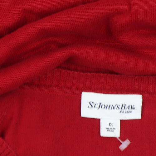 St. John's Bay Women's Red Argyle V-Neck Cotton Jumper XL