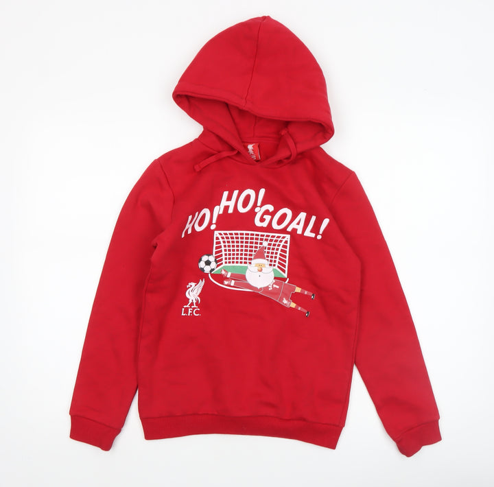 Liverpool FC Boys Red Hoodie 9-10 Years Christmas Santa Football Design