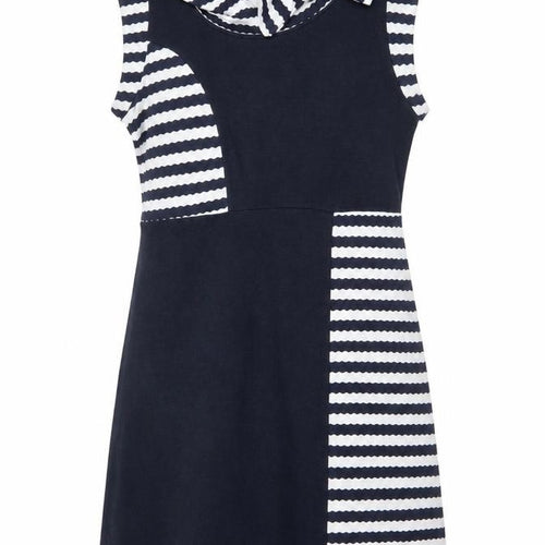 Apricot Women Blue Striped Collared Sleeveless Shift Dress Size 10