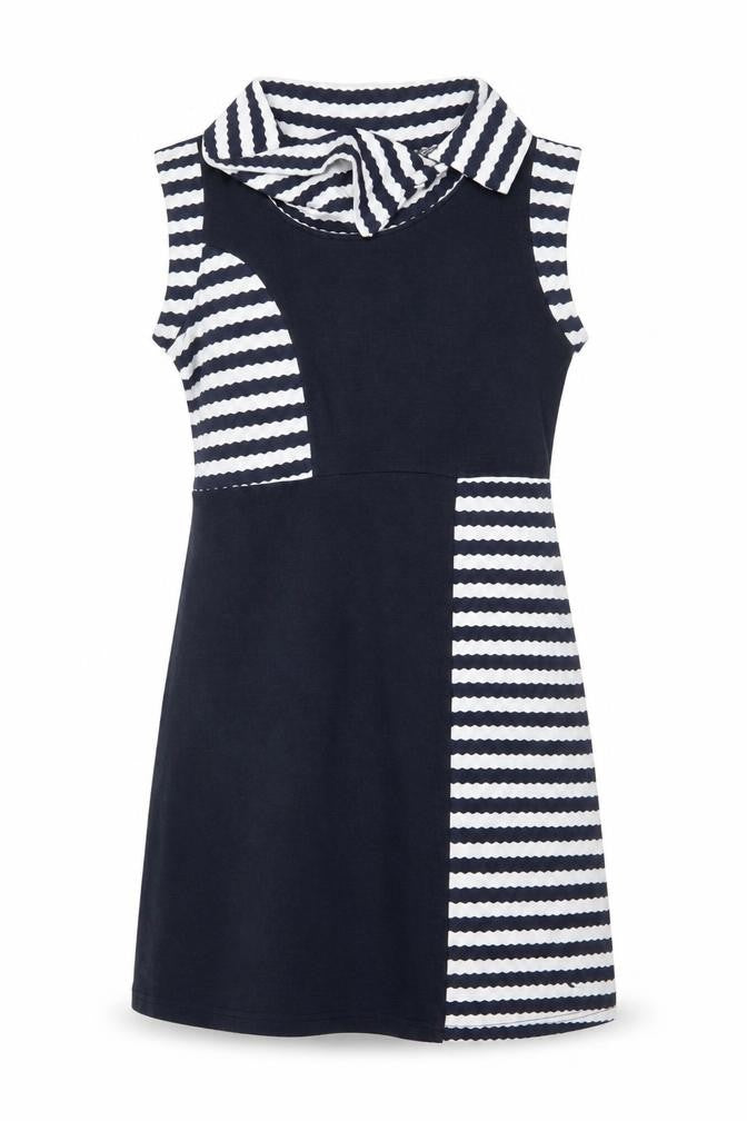 Apricot Women Blue Striped Collared Sleeveless Shift Dress Size 10