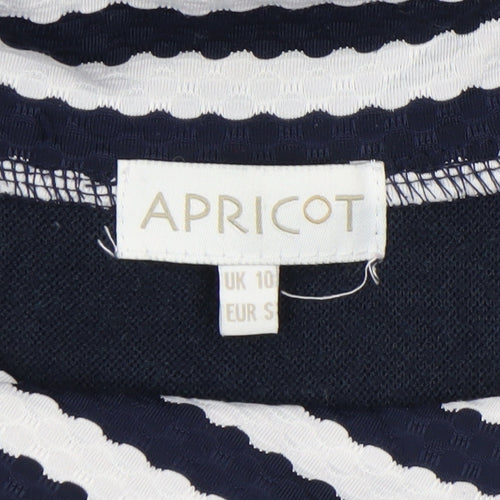 Apricot Women Blue Striped Collared Sleeveless Shift Dress Size 10