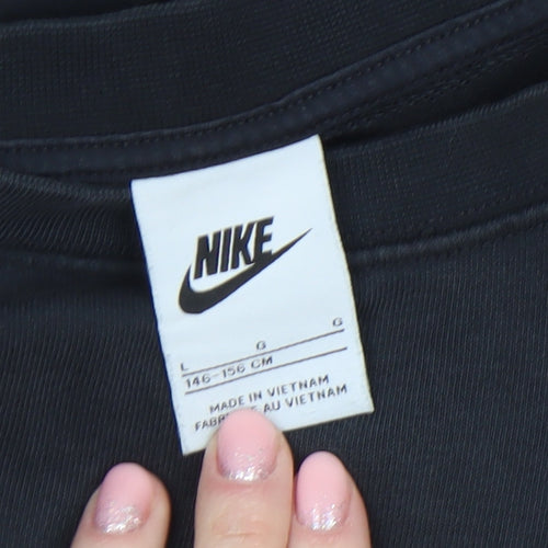 Nike Boys Black Air Logo Pullover Sweatshirt Size 146cm