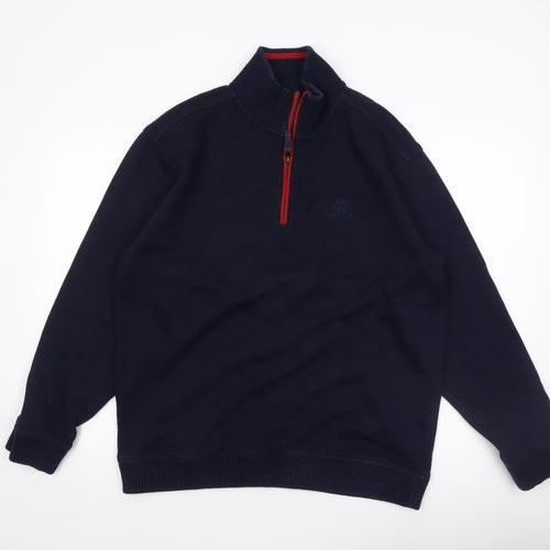 Marks & Spencer Blue Harbour Men’s Navy 1/4 Zip Cotton Sweatshirt L