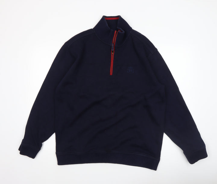 Marks & Spencer Blue Harbour Men’s Navy 1/4 Zip Cotton Sweatshirt L