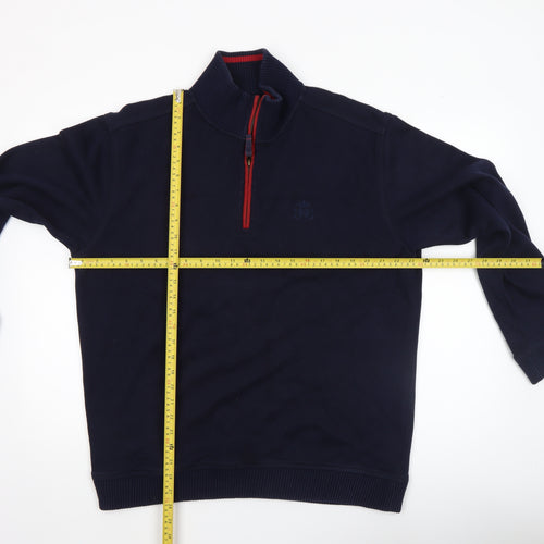 Marks & Spencer Blue Harbour Men’s Navy 1/4 Zip Cotton Sweatshirt L