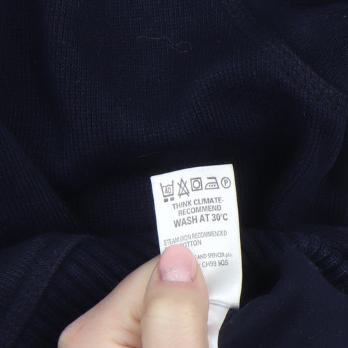 Marks & Spencer Blue Harbour Men’s Navy 1/4 Zip Cotton Sweatshirt L