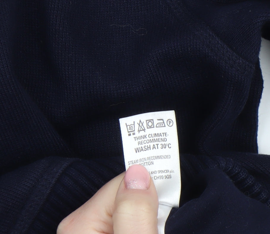 Marks & Spencer Blue Harbour Men’s Navy 1/4 Zip Cotton Sweatshirt L