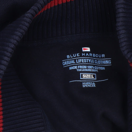 Marks & Spencer Blue Harbour Men’s Navy 1/4 Zip Cotton Sweatshirt L
