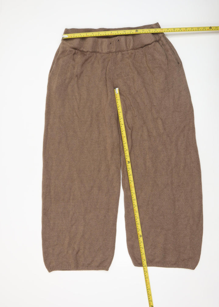 Collusion Women’s Brown Knit Cropped Wide-Leg Trousers L