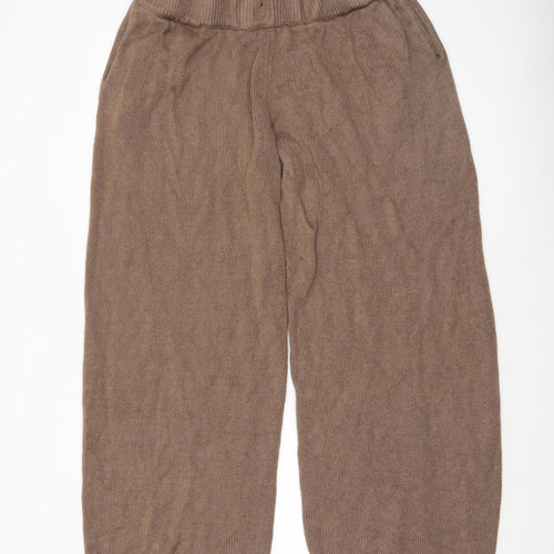 Collusion Women’s Brown Knit Cropped Wide-Leg Trousers L