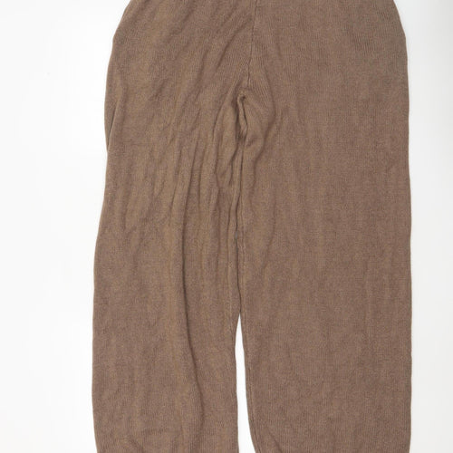 Collusion Women’s Brown Knit Cropped Wide-Leg Trousers L