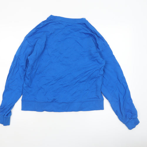 Stradivarius Women Blue Michigan Graphic Pullover Sweatshirt Size 12