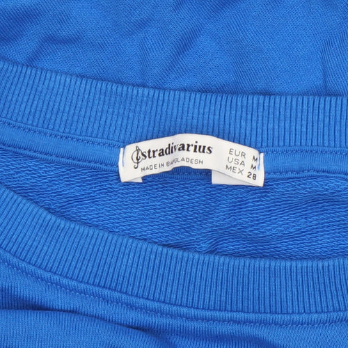 Stradivarius Women Blue Michigan Graphic Pullover Sweatshirt Size 12