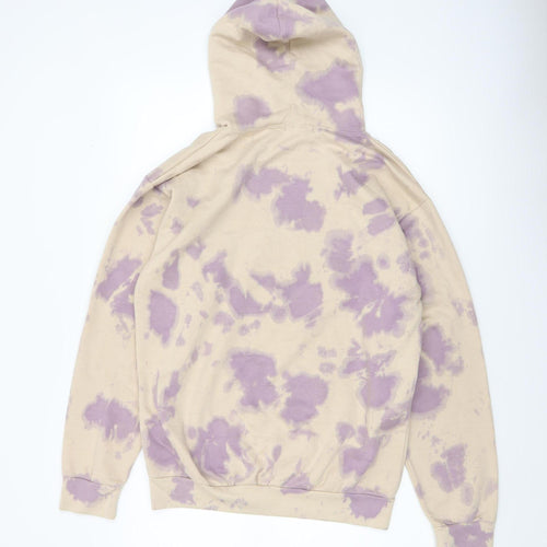 PrettyLittleThing Unisex Beige Purple Tie Dye Pullover Hoodie S