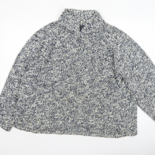 Gina Laura Women's Grey Chunky High Neck Wool Blend Jumper XL