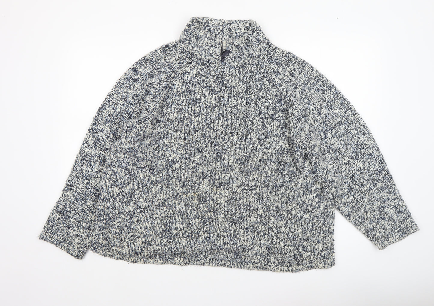 Gina Laura Women's Grey Chunky High Neck Wool Blend Jumper XL