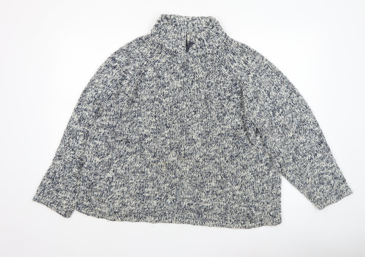 Gina Laura Women's Grey Chunky High Neck Wool Blend Jumper XL