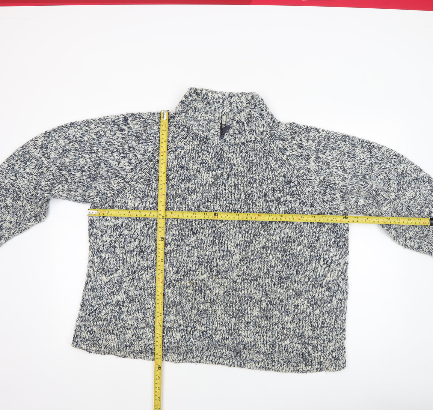 Gina Laura Women's Grey Chunky High Neck Wool Blend Jumper XL