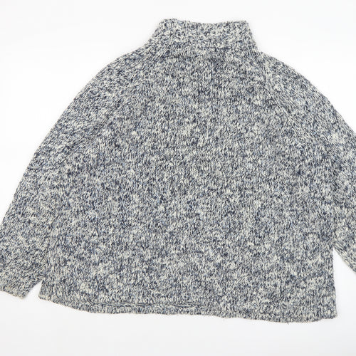 Gina Laura Women's Grey Chunky High Neck Wool Blend Jumper XL