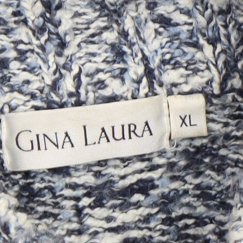 Gina Laura Women's Grey Chunky High Neck Wool Blend Jumper XL